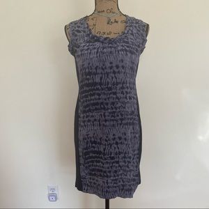 NWT Banana Republic  100% Silk Ruffled Tie-Dye Purple Sleeveless Shift Dress